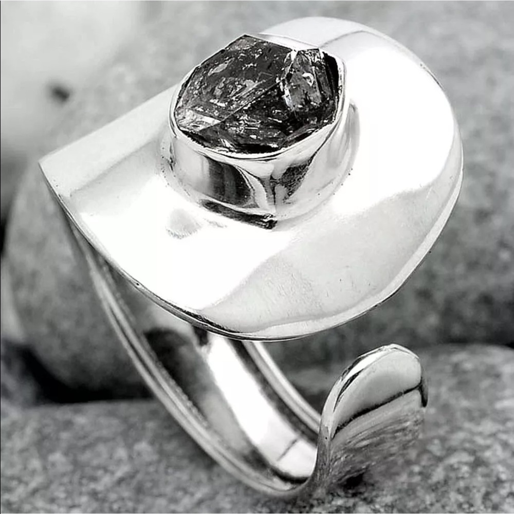 Herkimer diamond sterling silver ring adjustable - Picture 2 of 4